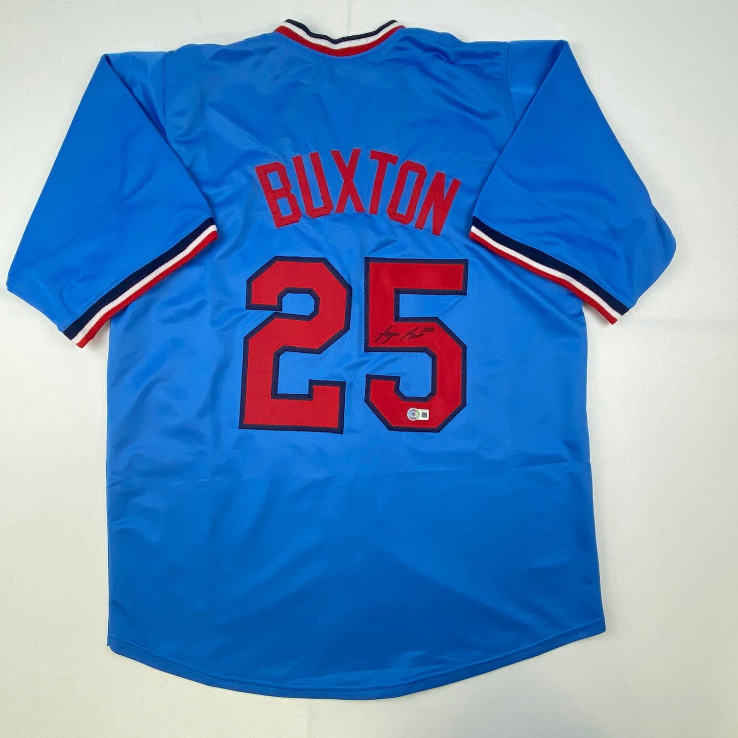 Autographed/Signed Byron Buxton Minnesota Light Blue Baseball Jersey Beckett BAS COA