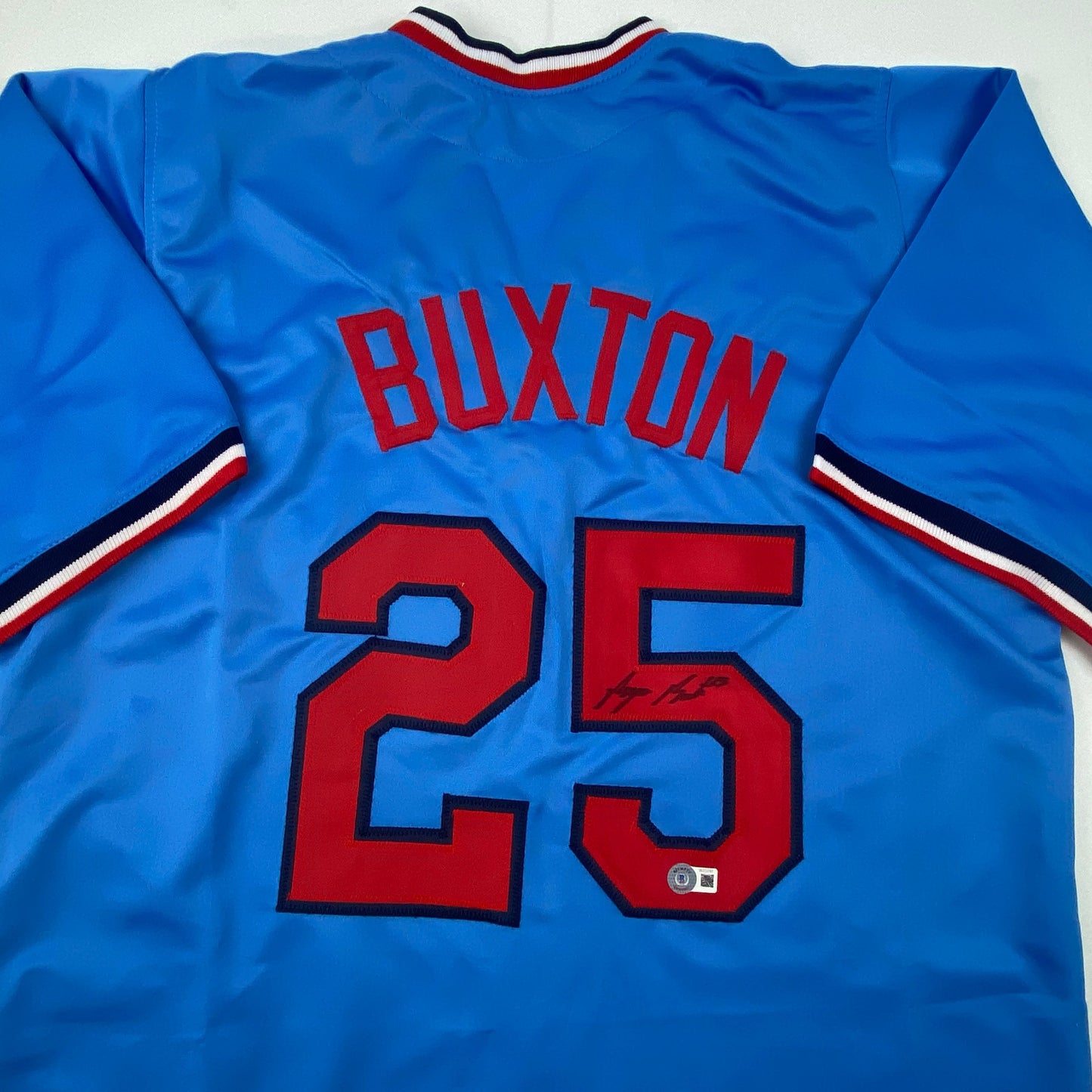 Autographed/Signed Byron Buxton Minnesota Light Blue Baseball Jersey Beckett BAS COA