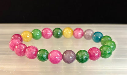 Reiki-Infused Natural Multicolor Tourmaline Bracelet for All-Chakra Balance, Protection & Emotional Harmony (8mm & 10mm)