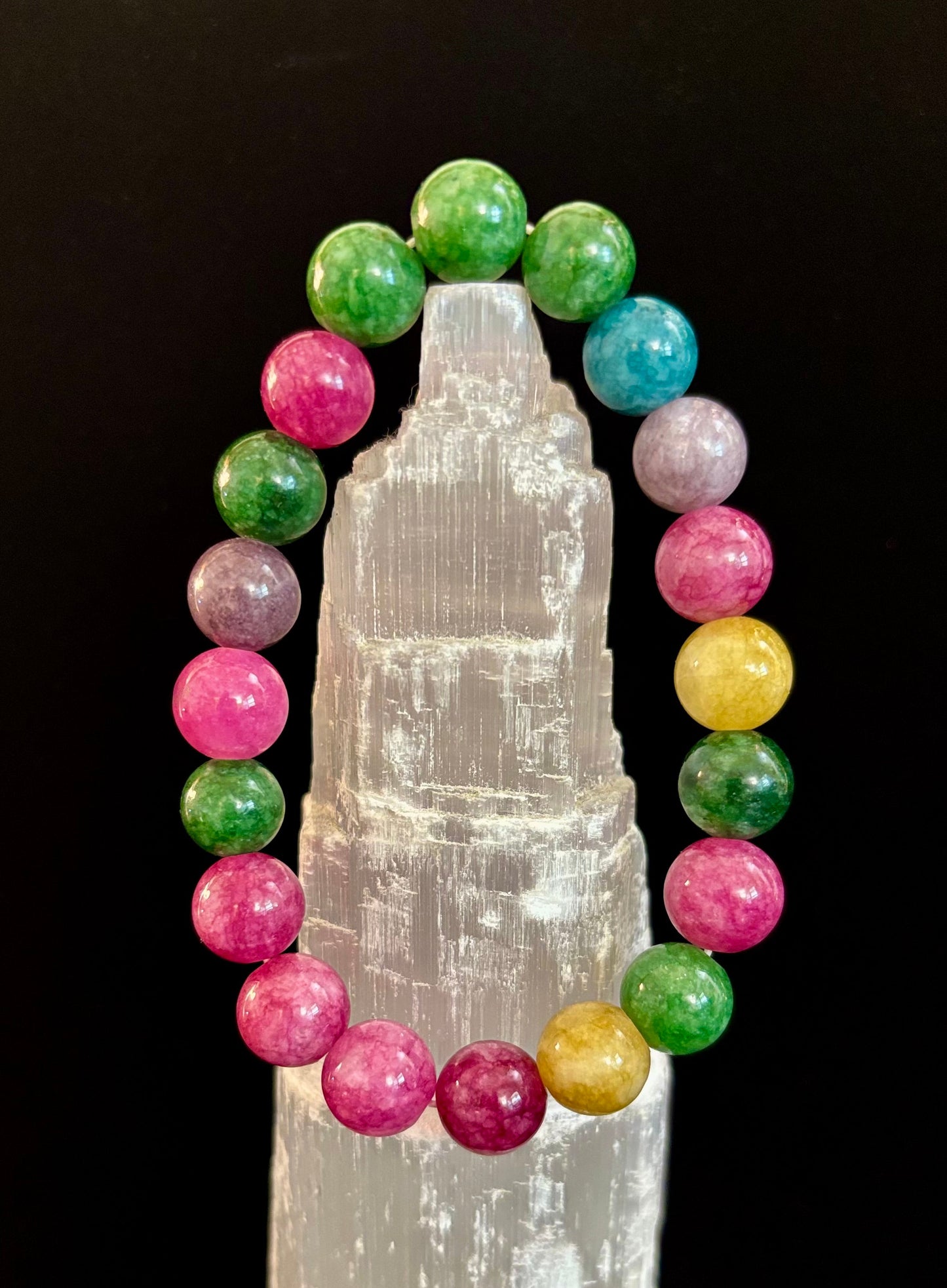 Natural Multicolor Tourmaline Bracelet – 10mm Beads for Energy, Protection & Joy