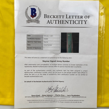 Autographed/Signed Neymar Jr. Brazil Soccer Futbol Jersey Beckett BAS COA/LOA