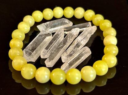 Lemon Jade Beaded Bracelet 8mm & 10mm – Reiki-Infused Joy, Abundance & Positive Energy Jewelry