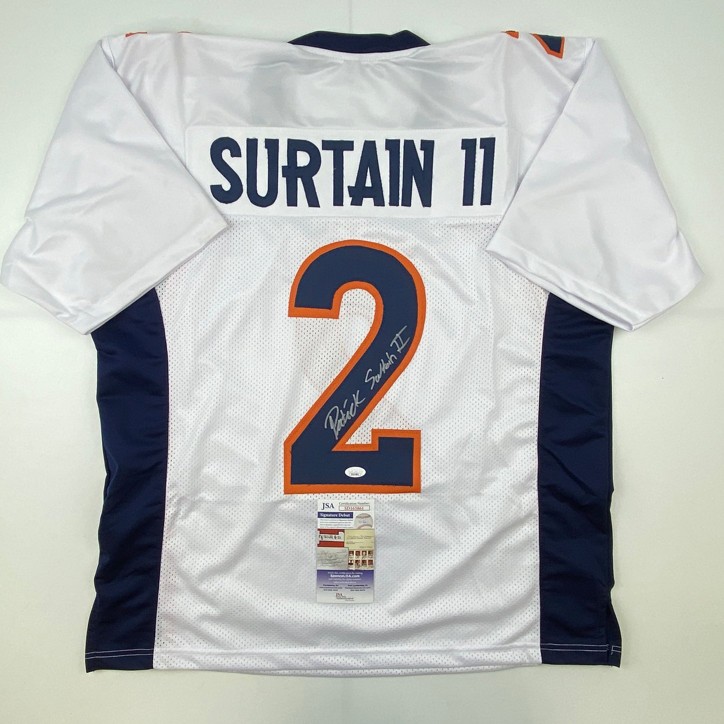 Autographed/Signed Patrick Surtain II Denver White Football Jersey JSA COA