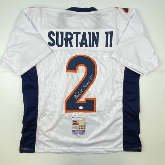 Autographed/Signed Patrick Surtain II Denver White Football Jersey JSA COA