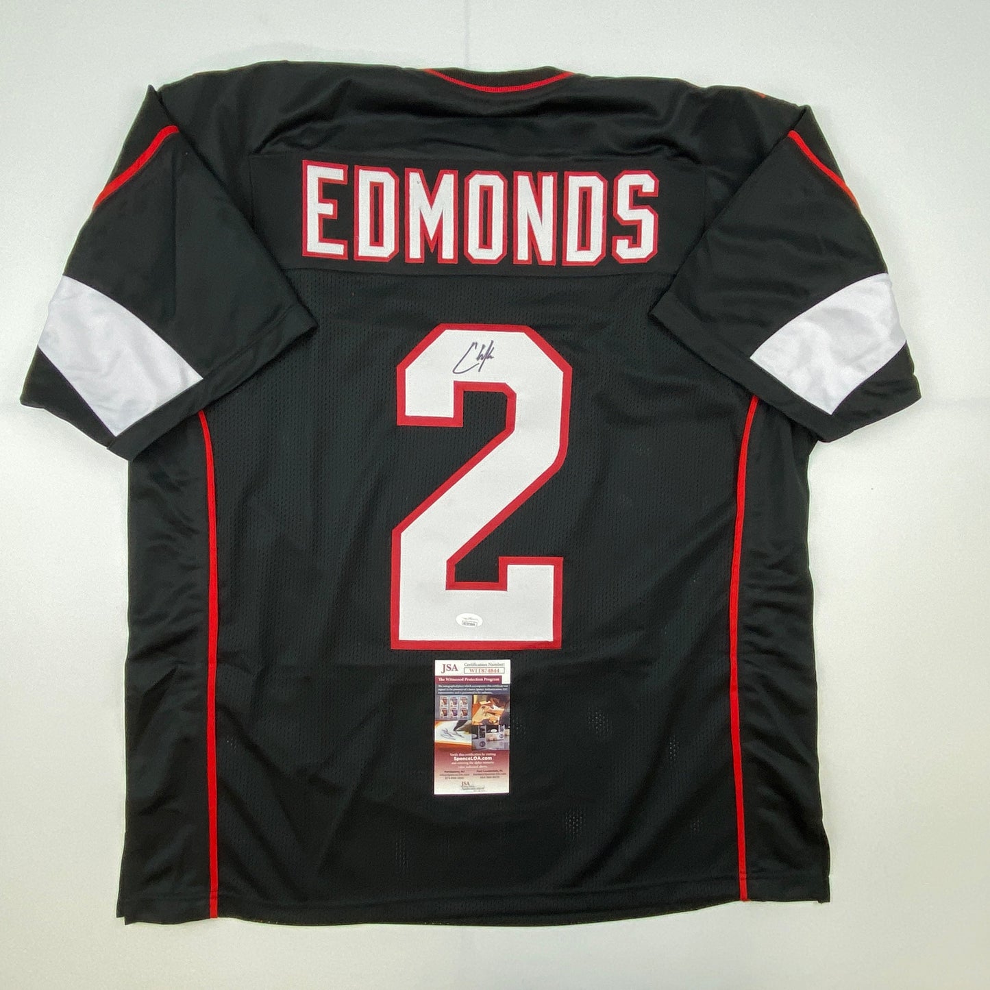 Autographed/Signed Chase Edmonds Arizona Black Football Jersey JSA COA
