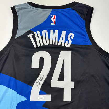 Autographed/Signed Cam Thomas Brooklyn City Edition Black Basketball Jersey Beckett BAS COA