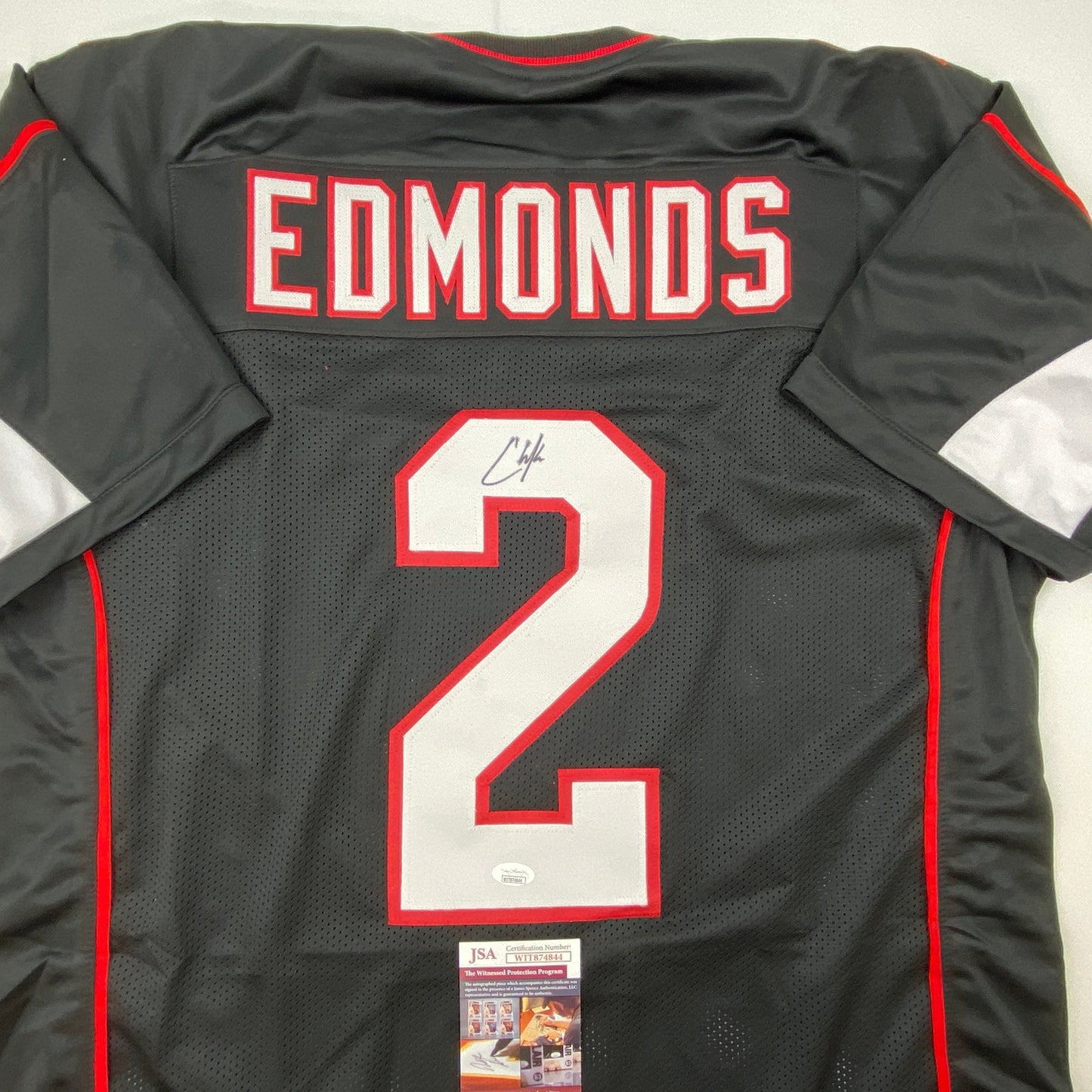 Autographed/Signed Chase Edmonds Arizona Black Football Jersey JSA COA