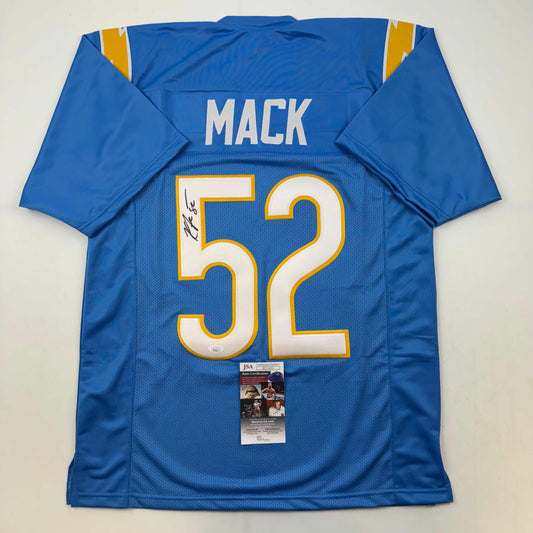 Autographed/Signed Khalil Mack Los Angeles LA Light Blue Football Jersey Beckett BAS COA