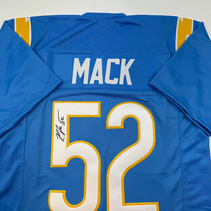 Autographed/Signed Khalil Mack Los Angeles LA Light Blue Football Jersey Beckett BAS COA