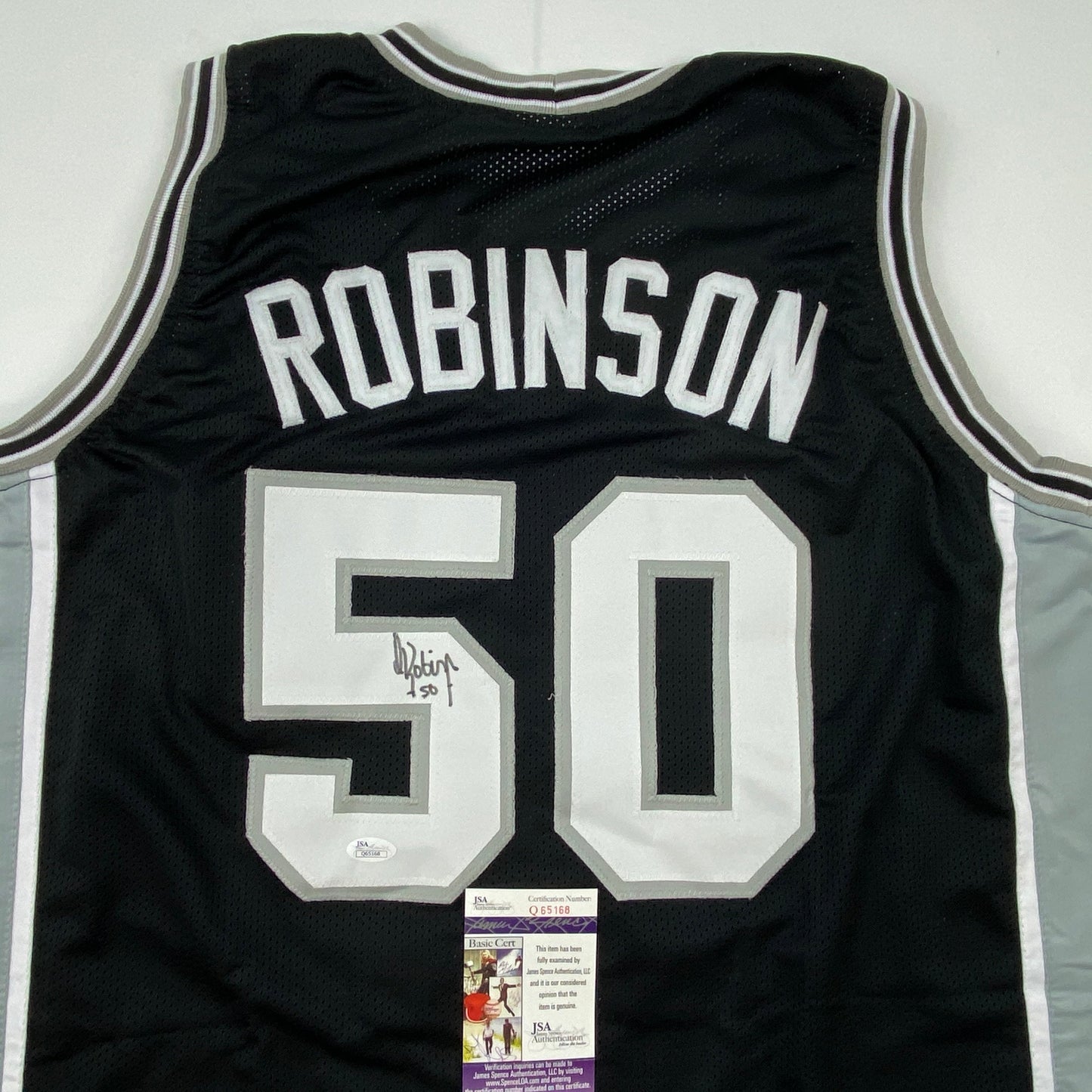 Autographed/Signed David Robinson San Antonio Black Basketball Jersey JSA COA