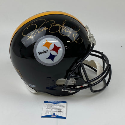 Autographed/Signed Jerome Bettis Pittsburgh Steelers Full Size FS F/S Replica Football Helmet Beckett BAS COA