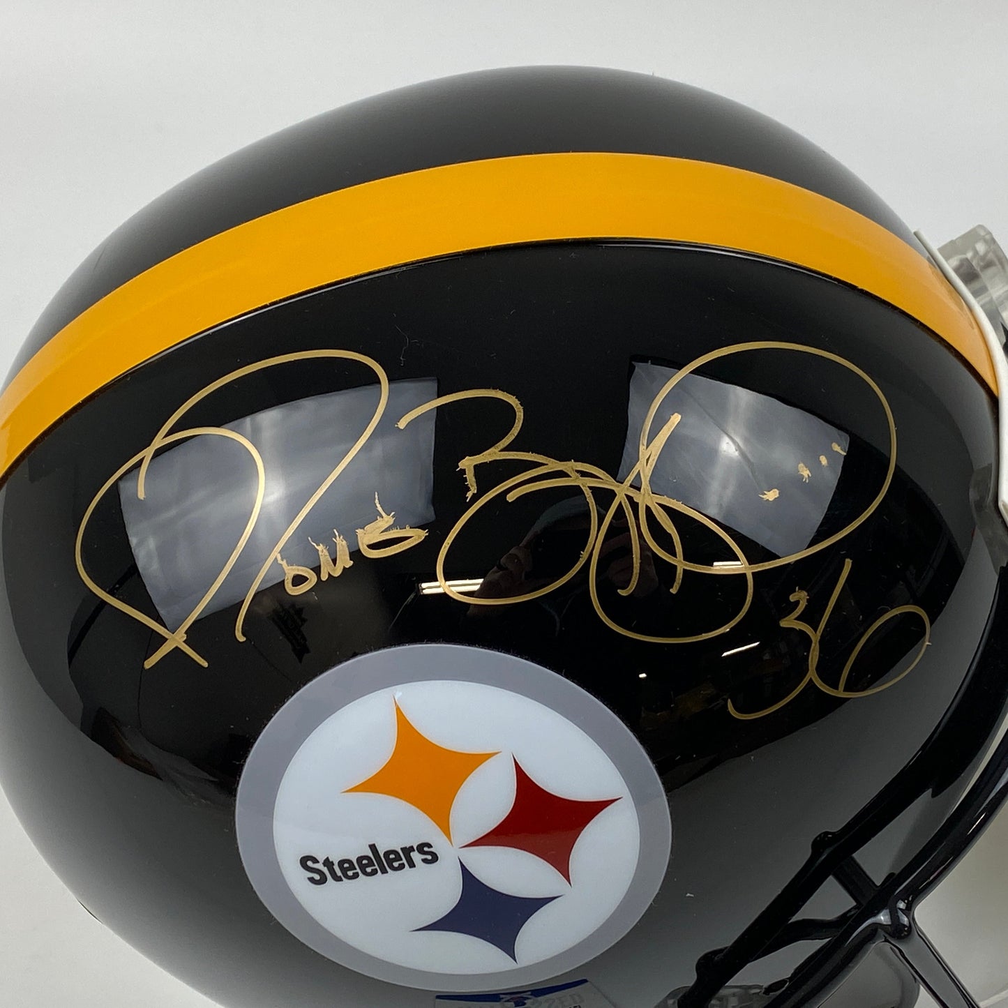 Autographed/Signed Jerome Bettis Pittsburgh Steelers Full Size FS F/S Replica Football Helmet Beckett BAS COA