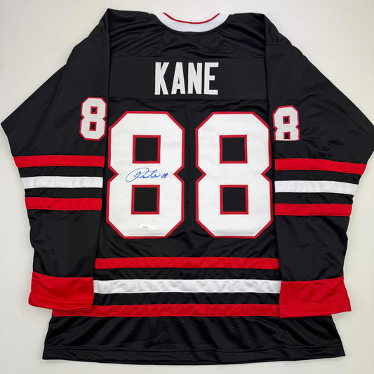 Autographed/Signed Patrick Kane Chicago Black Hockey Jersey JSA COA
