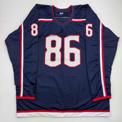 Autographed/Signed Kirill Marchenko Columbus Blue Hockey Jersey JSA COA