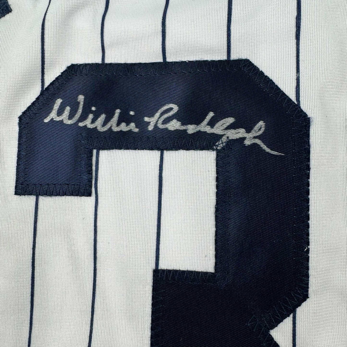 Autographed/Signed Willie Randolph New York Pinstripe Baseball Jersey Beckett BAS COA