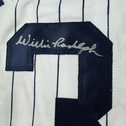 Autographed/Signed Willie Randolph New York Pinstripe Baseball Jersey Beckett BAS COA