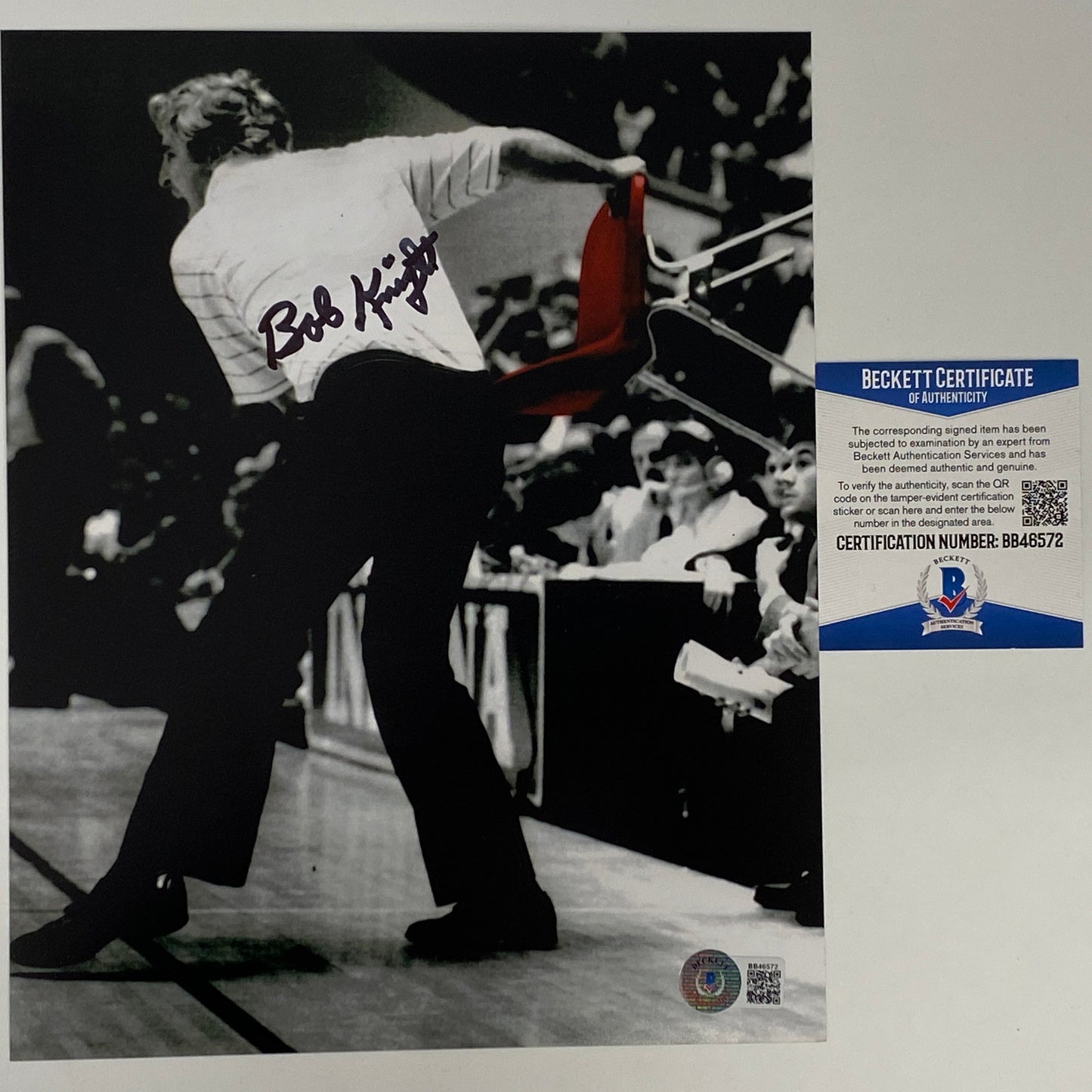 Autographed/Signed Bobby Bob Knight Chair Throw Indiana Hoosiers 8x10 College Basketball Photo Beckett BAS COA