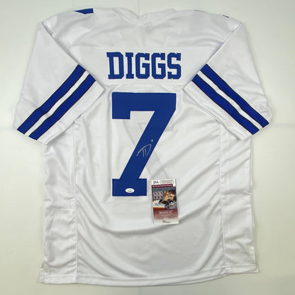 Autographed/Signed Trevon Diggs Dallas White Football Jersey JSA COA