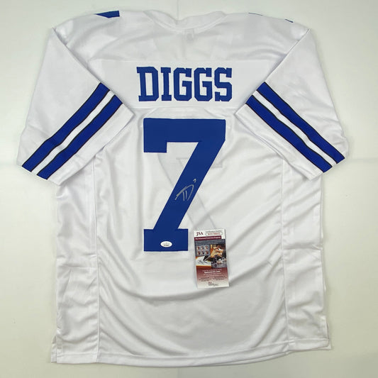 Autographed/Signed Trevon Diggs Dallas White Football Jersey JSA COA