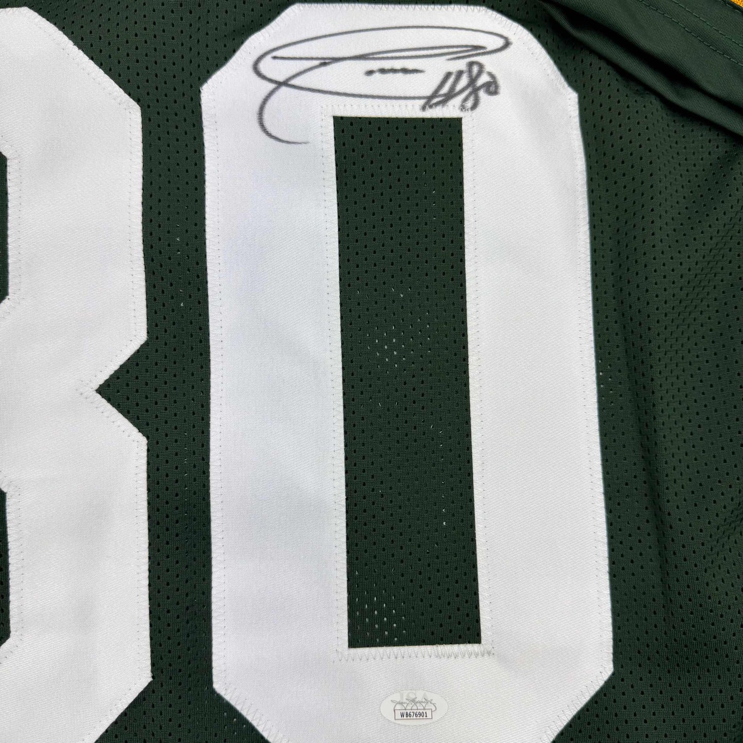 Autographed/Signed Donald Driver Green Bay Green Football Jersey JSA COA