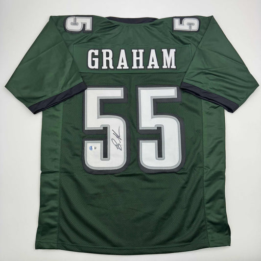 Autographed/Signed Brandon Graham Philadelphia Green Football Jersey Beckett BAS COA