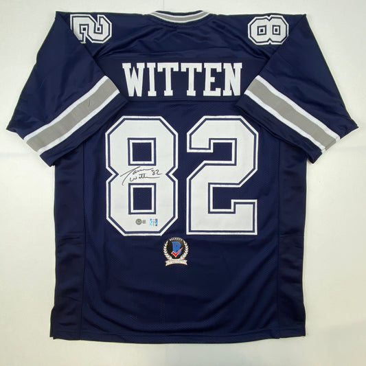 Autographed/Signed Jason Witten Dallas Dark Blue Football Jersey Beckett BAS COA