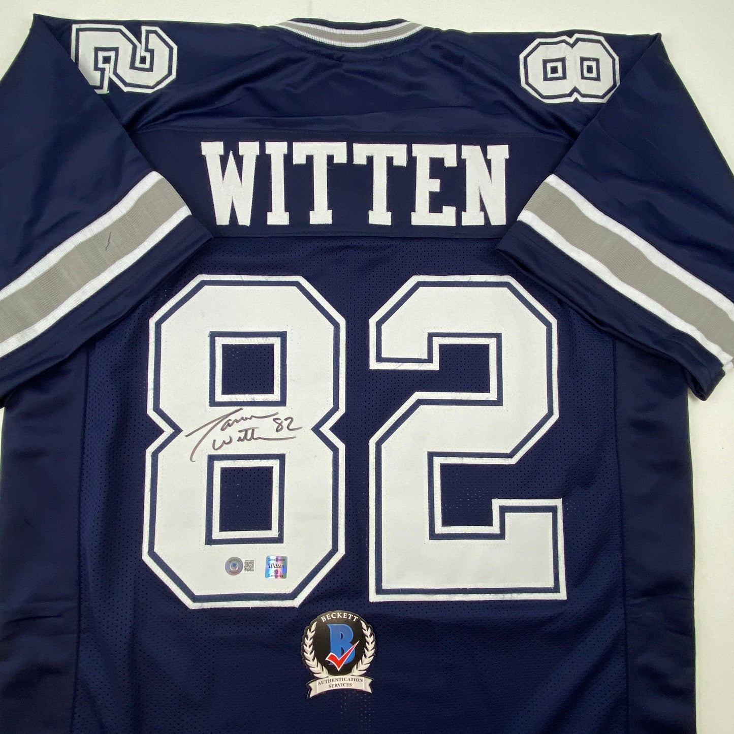 Autographed/Signed Jason Witten Dallas Dark Blue Football Jersey Beckett BAS COA