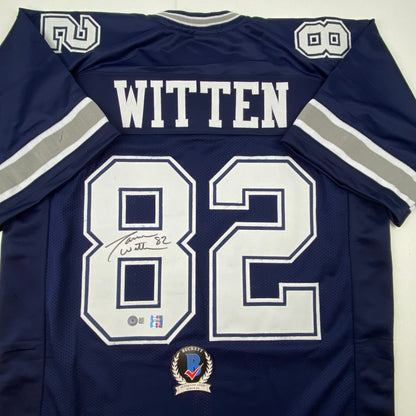Autographed/Signed Jason Witten Dallas Dark Blue Football Jersey Beckett BAS COA