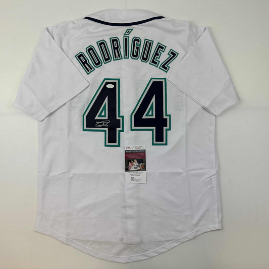 Autographed/Signed Julio Rodriguez Seattle White Baseball Jersey JSA COA