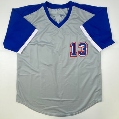 Autographed/Signed Ronald Acuna Jr. Atlanta Grey Retro Baseball Jersey Beckett BAS COA