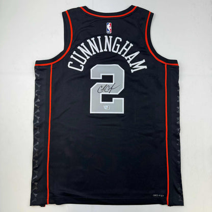 Autographed/Signed Cade Cunningham Detroit Pistons Black City Edition Authentic Basketball Jersey Fanatics COA