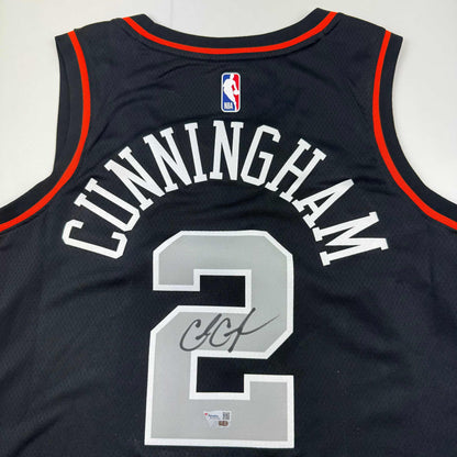 Autographed/Signed Cade Cunningham Detroit Pistons Black City Edition Authentic Basketball Jersey Fanatics COA