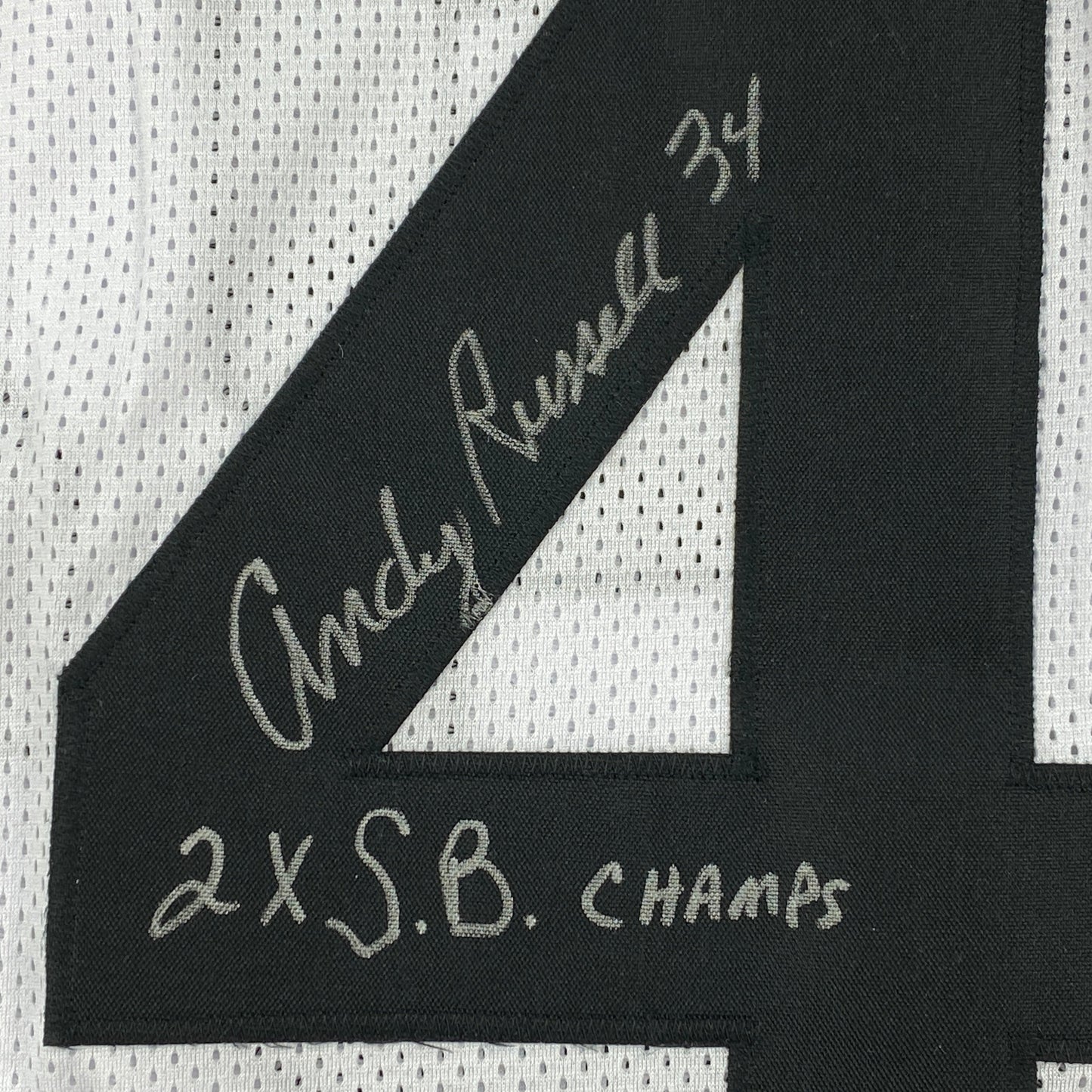 Autographed/Signed Andy Russell 2x SB Champs Pittsburgh White Football Jersey JSA COA