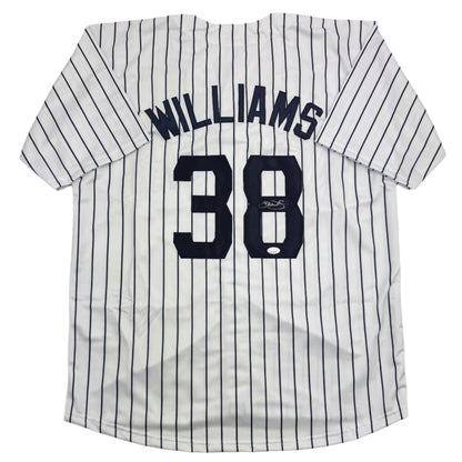 Autographed/Signed Devin Williams New York Pinstripe Baseball Jersey JSA COA