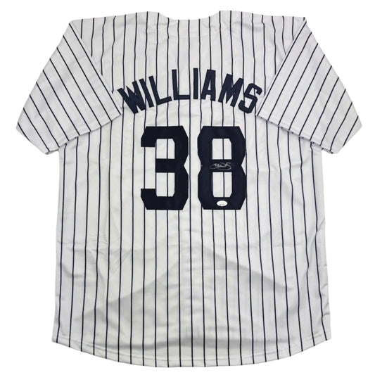Autographed/Signed Devin Williams New York Pinstripe Baseball Jersey JSA COA