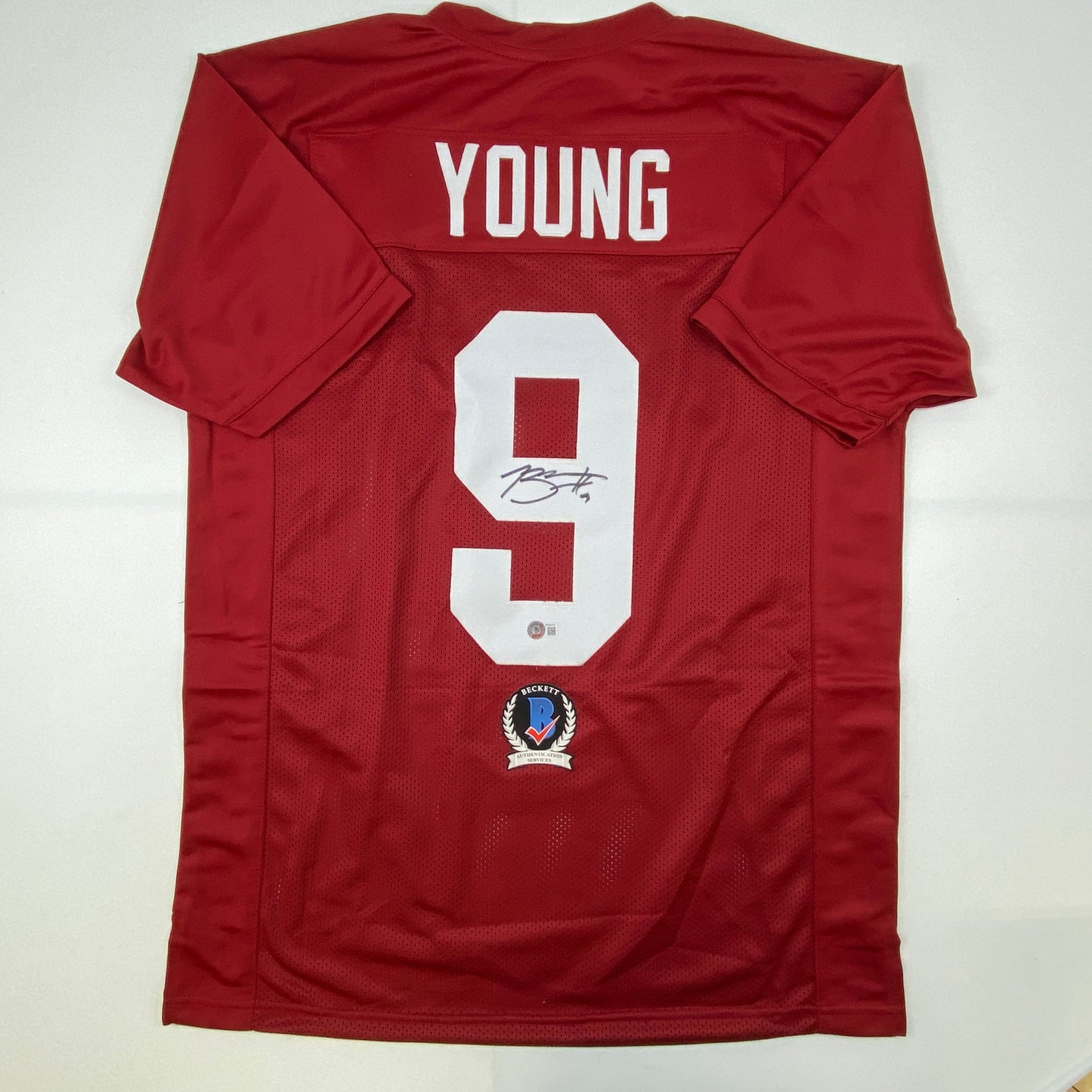 Autographed/Signed Bryce Young Alabama Red College Football Jersey Beckett BAS COA