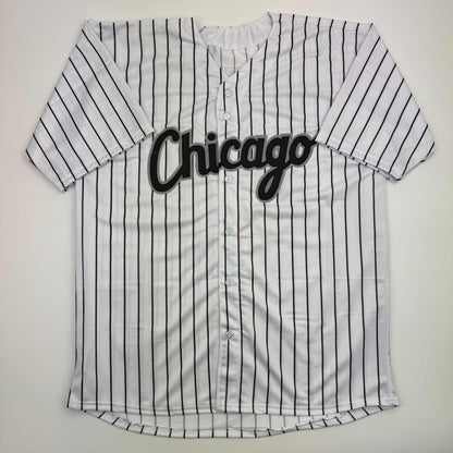 Autographed/Signed Robin Ventura Chicago Pinstripe Baseball Jersey Beckett BAS COA