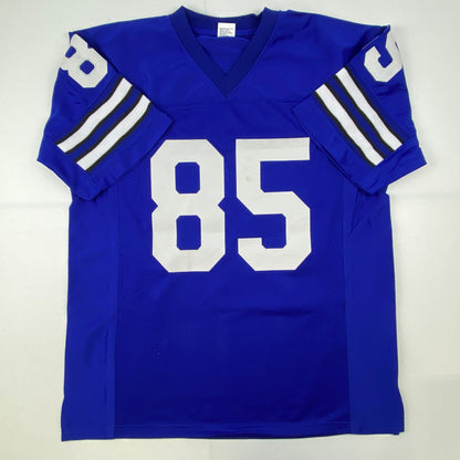 Autographed/Signed Jack Youngblood HOF 01 Los Angeles LA Blue/White Football Jersey JSA COA