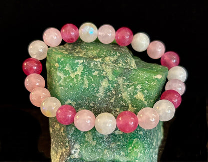 Attracting Love Bracelet – Moonstone, Rose Quartz & Strawberry Quartz