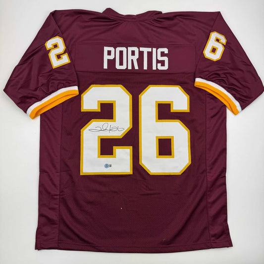 Autographed/Signed Clinton Portis Washington Burgundy Football Jersey Beckett BAS COA