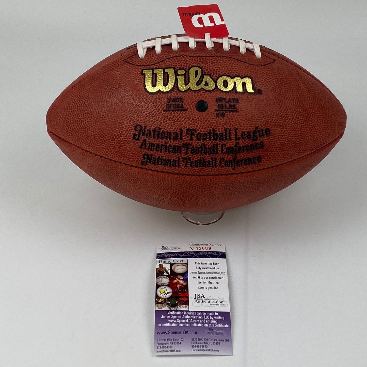 Autographed/Signed Ray Lewis Baltimore Ravens Authentic The Duke Full Size Football JSA COA