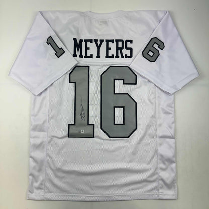 Autographed/Signed Jakobi Meyers Las Vegas Oakland White Color Rush Football Jersey Beckett BAS COA