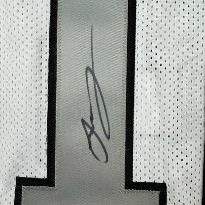 Autographed/Signed Jakobi Meyers Las Vegas Oakland White Color Rush Football Jersey Beckett BAS COA