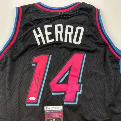 Autographed/Signed Tyler Herro Miami Black Vice City Basketball Jersey JSA COA