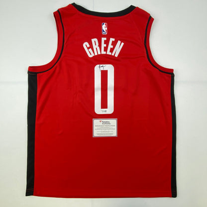 Autographed/Signed Jalen Green Houston Rockets Red Authentic Basketball Jersey Fanatics COA