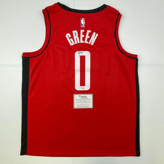 Autographed/Signed Jalen Green Houston Rockets Red Authentic Basketball Jersey Fanatics COA