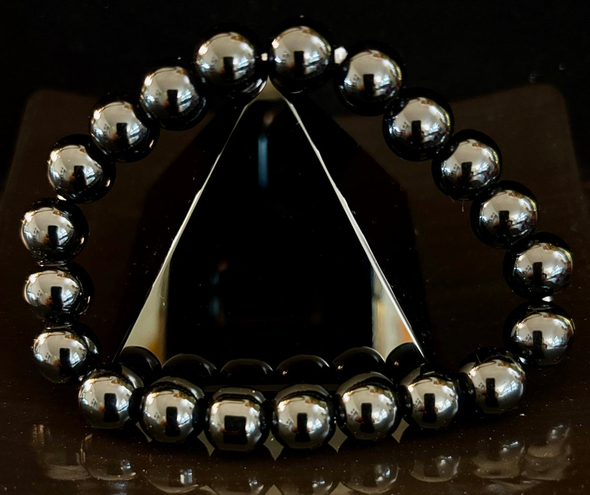 Reiki-Infused Natural Volcanic Black Obsidian Bracelet for Deep Grounding, Aura Protection & Stress Release (8mm, 10mm & 12mm)