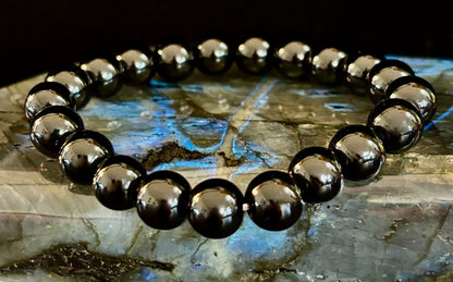 Reiki-Infused Natural Volcanic Black Obsidian Bracelet for Deep Grounding, Aura Protection & Stress Release (8mm, 10mm & 12mm)