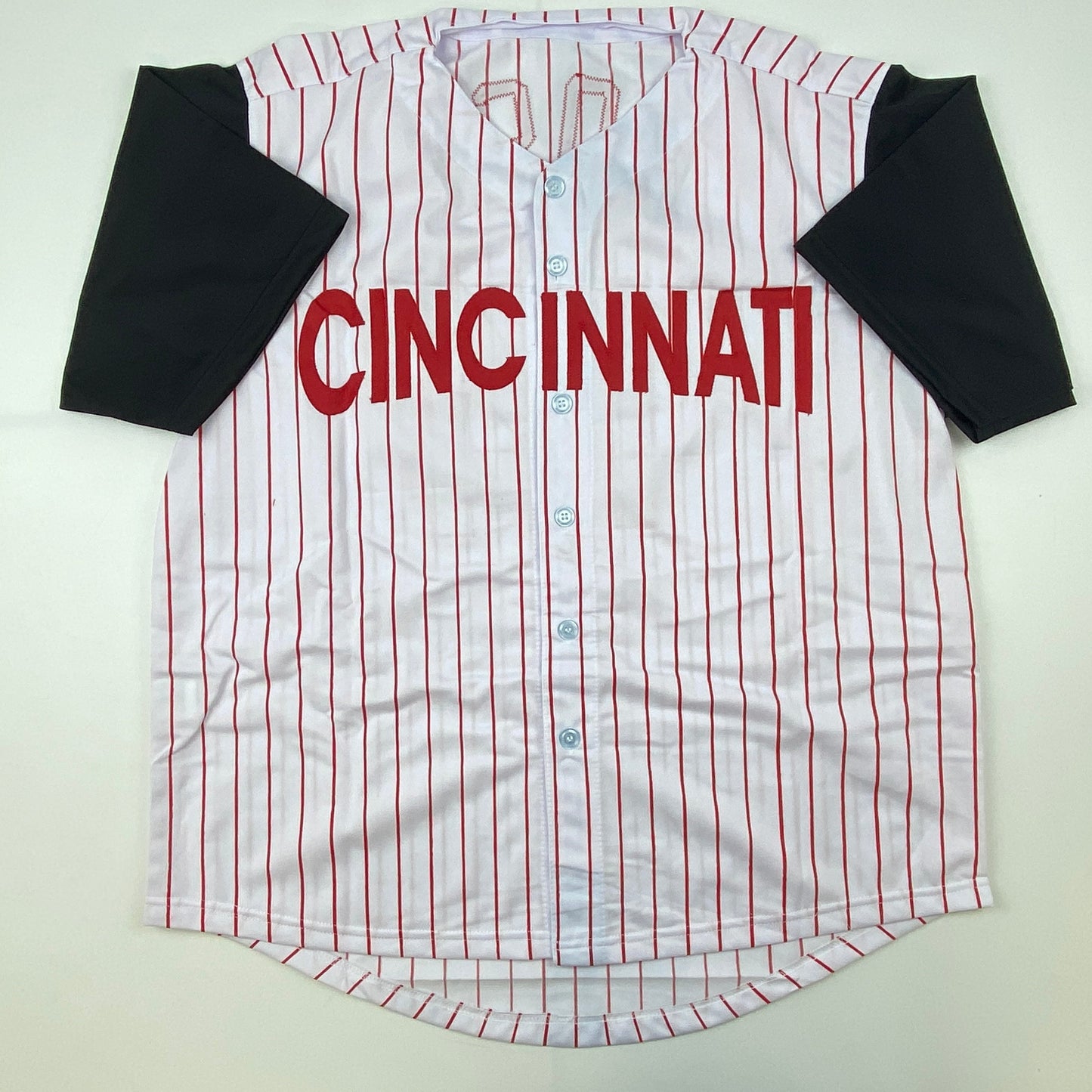 Autographed/Signed Pete Rose Cincinnati Pinstripe Baseball Jersey Athlete Hologram COA Holo