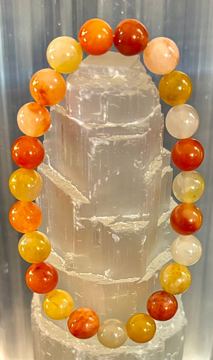 Reiki-Infused Natural Red Aventurine Bracelet for Manifestation, Action, Confidence & Root Chakra Drive (8mm)
